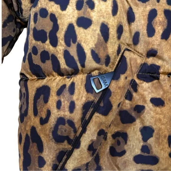 $625 SAM “Elsa” Leopard-Print Down Puffer Jacket — Women’s Small - Picture 7 of 8